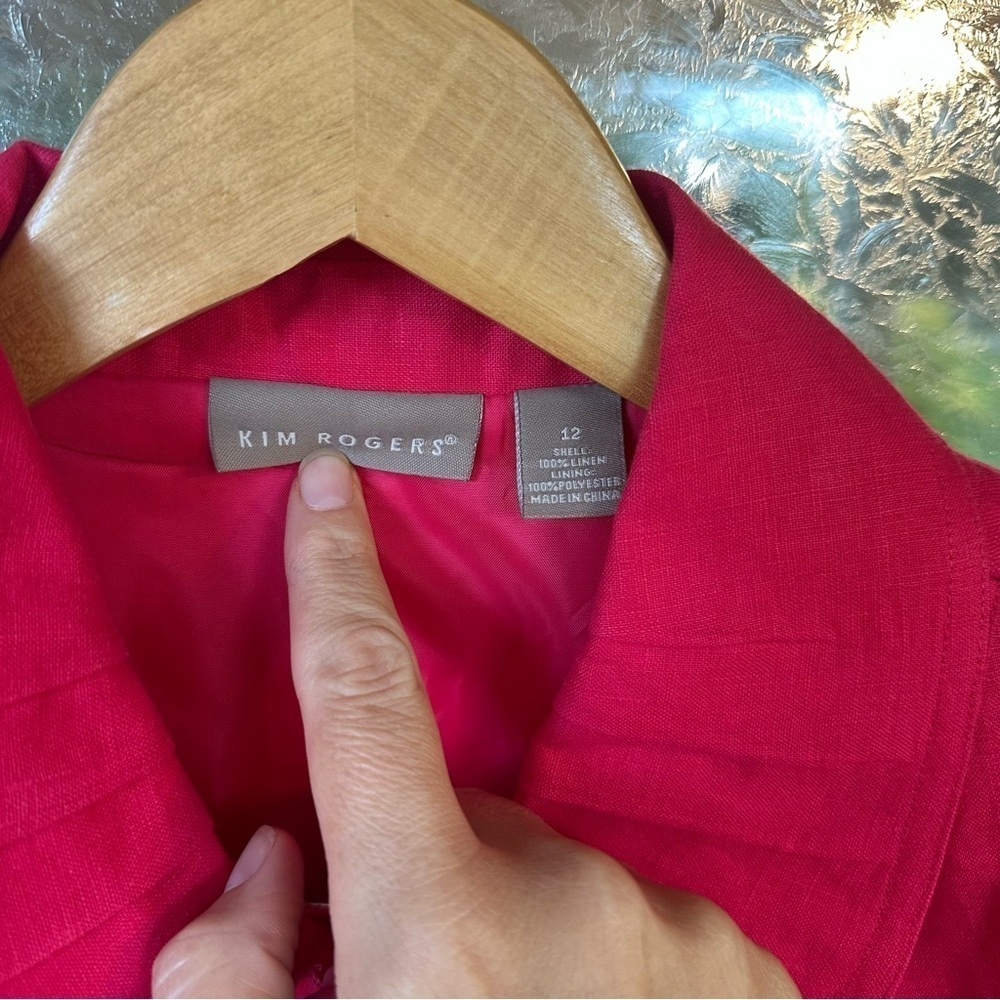 Kim Rogers Size 12 Cropped Peplum 3/4 Length Sleeves Button Up Jacket linen - Picture 2 of 7